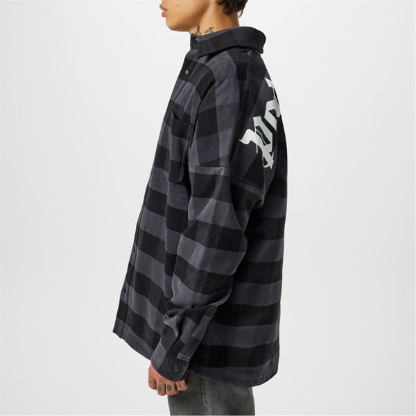 Palm Angels Curved Logo Checked Shirt - Black