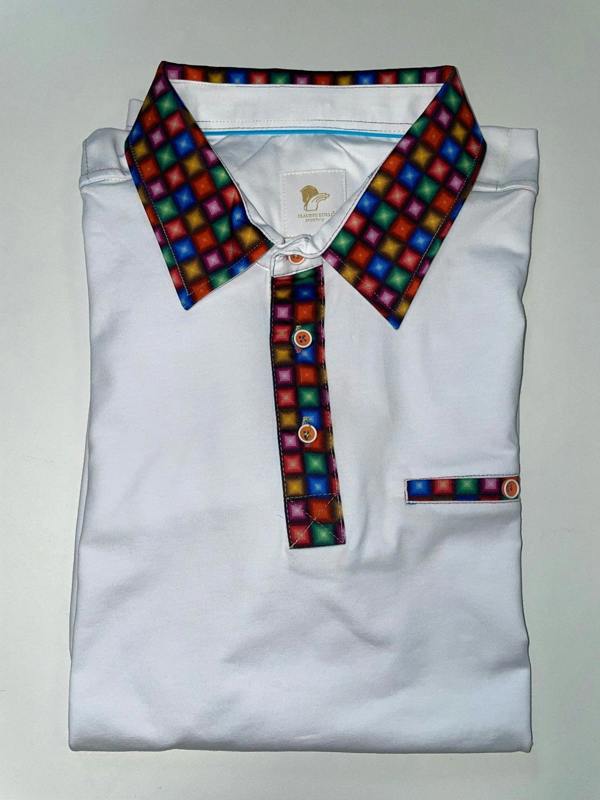 SIGNATURE POLO SHIRT WITH SQUARES INSERT - Claudio Lugli Shirts