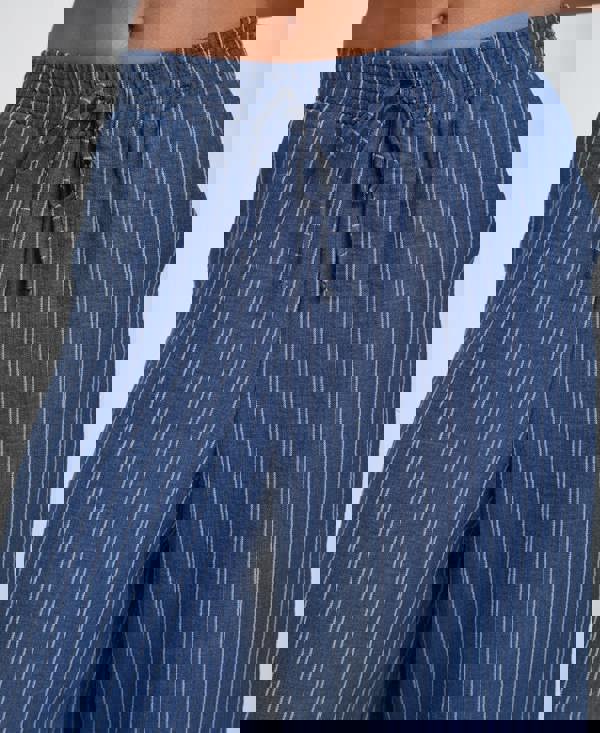 Blue Stripe Wide Leg Trousers with tie