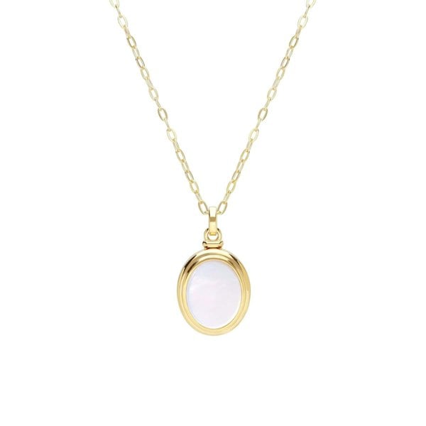 270N038301925 Bona Fide Mother of Pearl Oval Locket In Yellow Gold Plated Silver 1