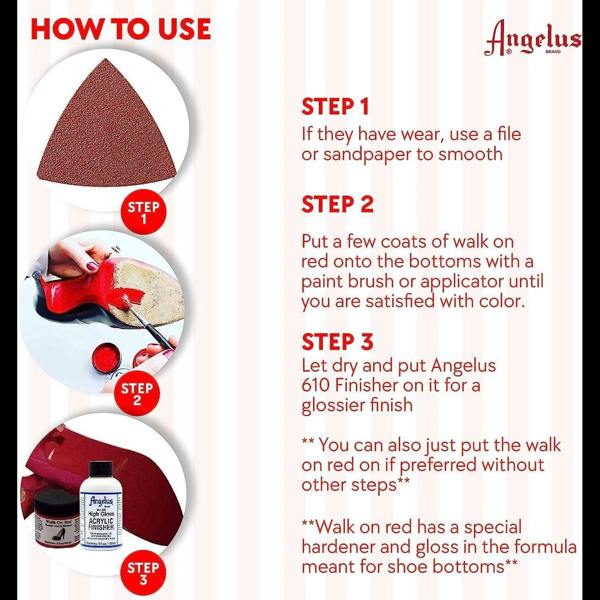 Angelus Red Walk on Sole Paint - Luxury Restoration for Shoes 2oz