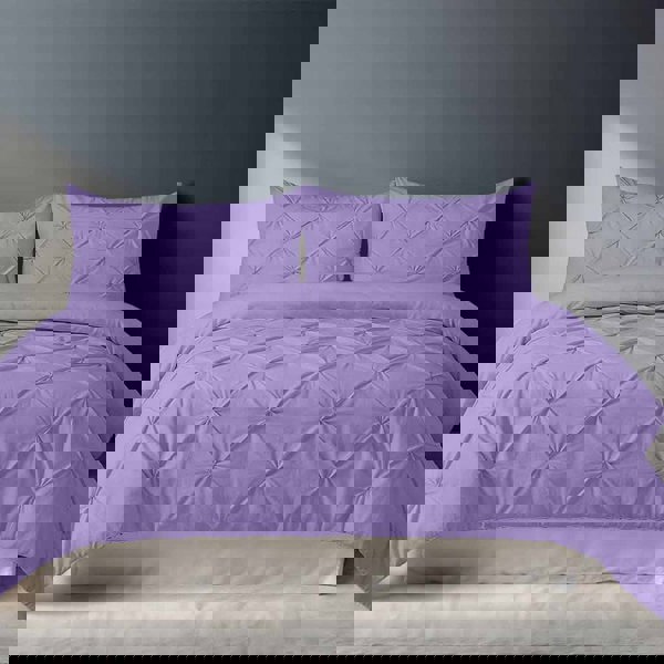 Snug City Pintuck Pinch Pleated Polycotton Duvet Cover And Pillowcase/s Set Bed Linen