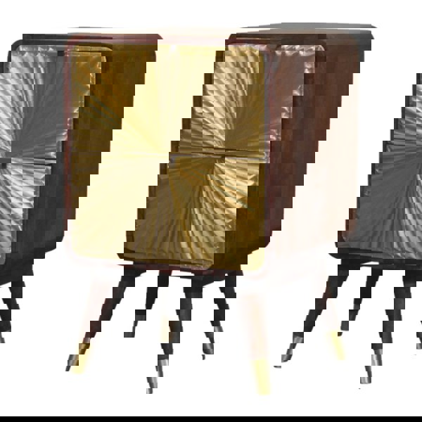 Artisan Furniture Solid Wood Avora Brass Embossed 2 Drawer Chestnut Nightstand