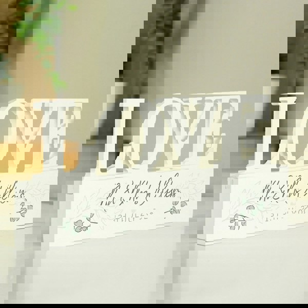 Personalised Memento Company Personalised Botanical Wooden Love Ornament