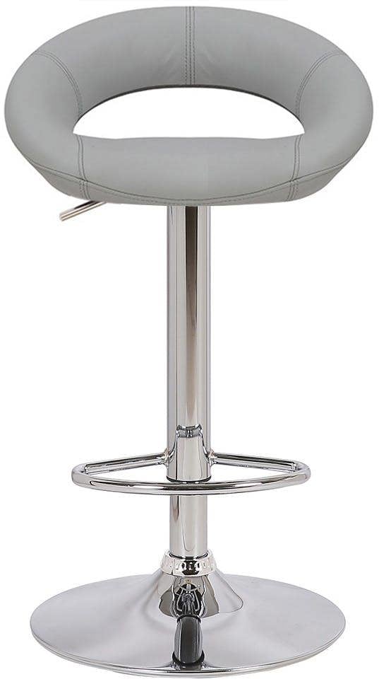 Lamboro Sorrento Real Leather Kitchen and Breakfast Bar Stool, Height Adjustable Swivel Gas Lift, Grey