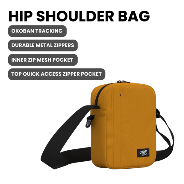 CabinZero Sidekick 3L, Horizontal Shoulder Bag with Adjustable Strap & Multiple Pockets