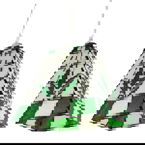 Square Green and Amber Stained Glass Tiffany Pendant Lighting Shade Image 3