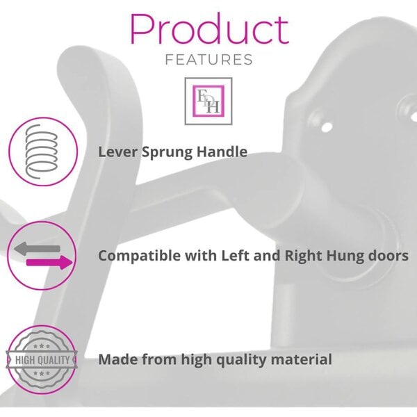 EDH Door Hardware Matt Black Internal Door Handles Ashford Style Lever Latch Handles and Latch