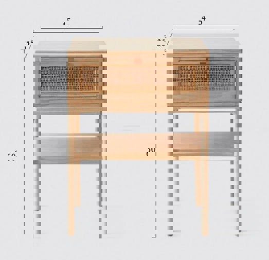 Cement Bedside Table, Light Oak-Weilai Concept-Weilai Concept
