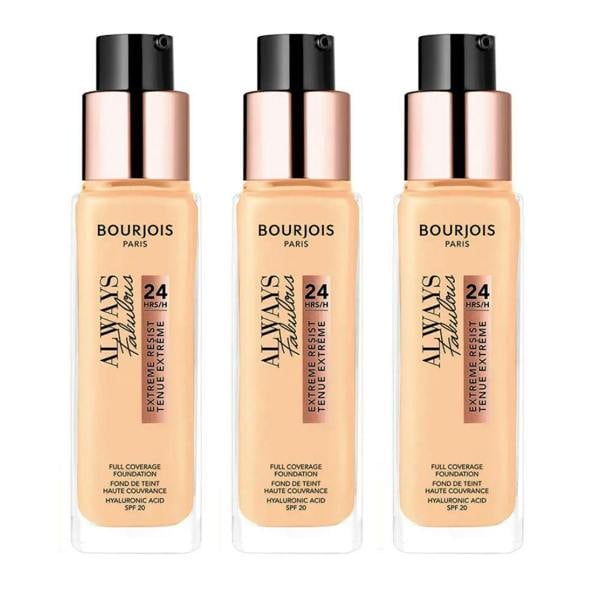 Bourjois Paris 3 x Bourjois Always Fabulous 24hr Extreme Resist Foundation - 120 Light Ivory