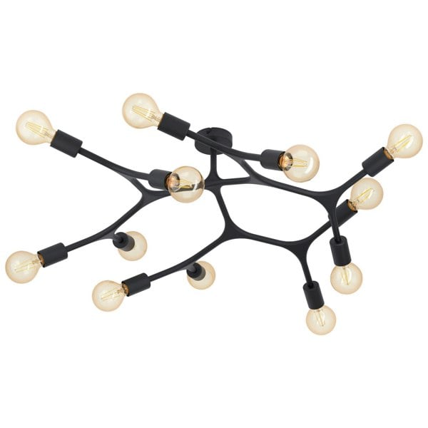 Flush 12 Bulb Ceiling Light Colour Black Arms & Lamp Holders Bulb E27 12x60W Loops