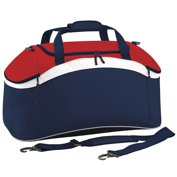 BagBase Teamwear Sport Holdall / Duffle Bag (54 Litres) - French Navy/ Classic Red/ White