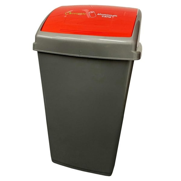 Set Of 3 Grey 50L Commercial Recycling Bins With Colour Coded Lids