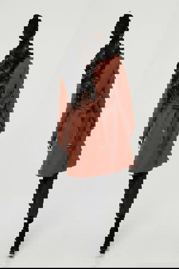 Black | Checked Tassel Fringed Scarf
