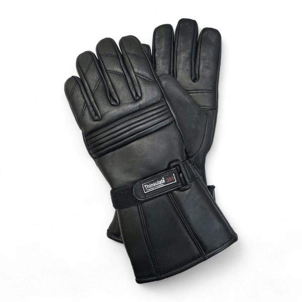 Infinity Leather Men's Thermal Motorbike Black Leather Waterproof Biker Protection Gloves