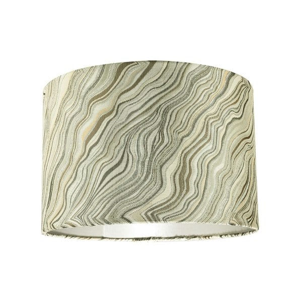 Modern Textured Silver and Gold Jacquard Lamp Shade with Wavy Design Image 1