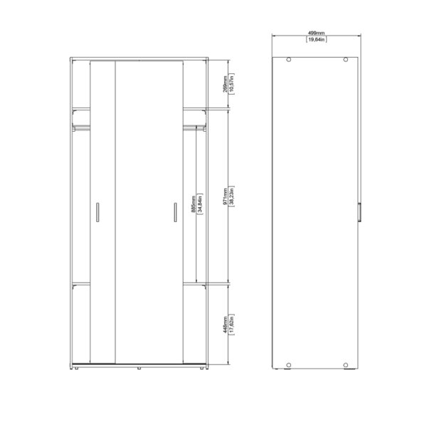 Wyld Haus Munich White Wooden Sliding Door Wardrobe 2 Doors 3 Shelves