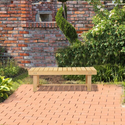 Wyld Haus Liveba 110cm Fir Wood Natural Backless 2 Seater Garden Bench Set With Slatted Seats