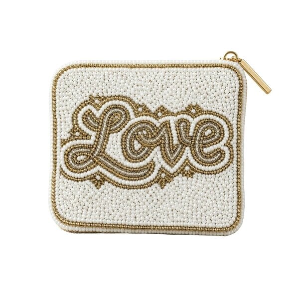 Gold Trip Love Beaded Coin Purse