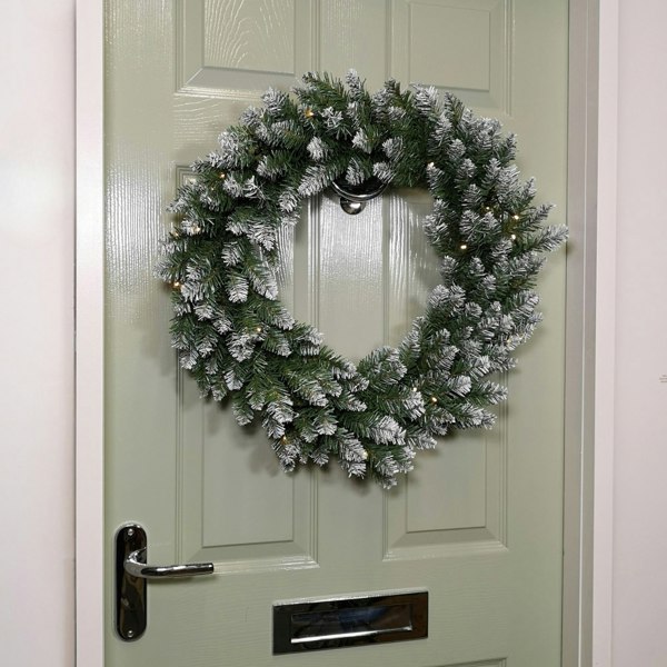 Samuel Alexander 60cm Snow Tipped Christmas Wreath with 50 Warm White LEDs and 160 Bullet Tips