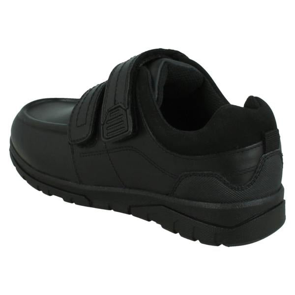 Spot On Boys Double Strap Black Leather School Shoes N1153