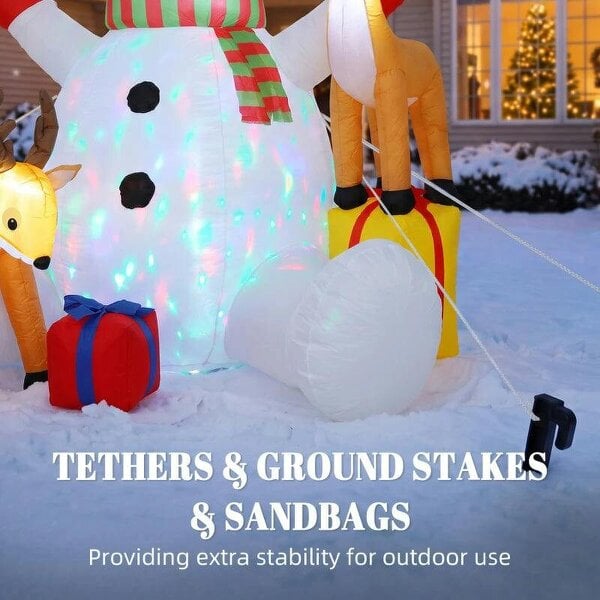 Bobobiy 7ft Giant Christmas Inflatable Snowman with 2 Reindeer, Outdoor Blow Up Christmas Decoration with LEDs, Bag