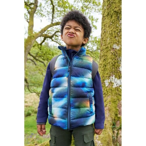 Mountain Warehouse Childrens Rocko Printed Water Resistant Gilet - Blue