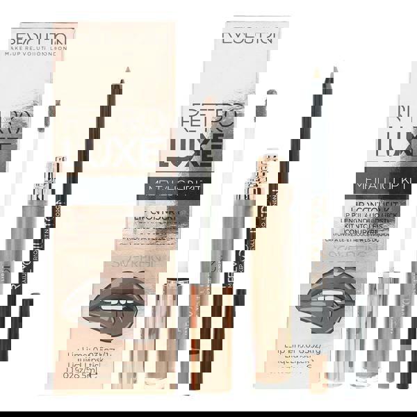 Retro Luxe Revolution Retro Luxe Metallic Lip Kit Sovereign Lip Liner 1g  Liquid Lipstick 5.5ml