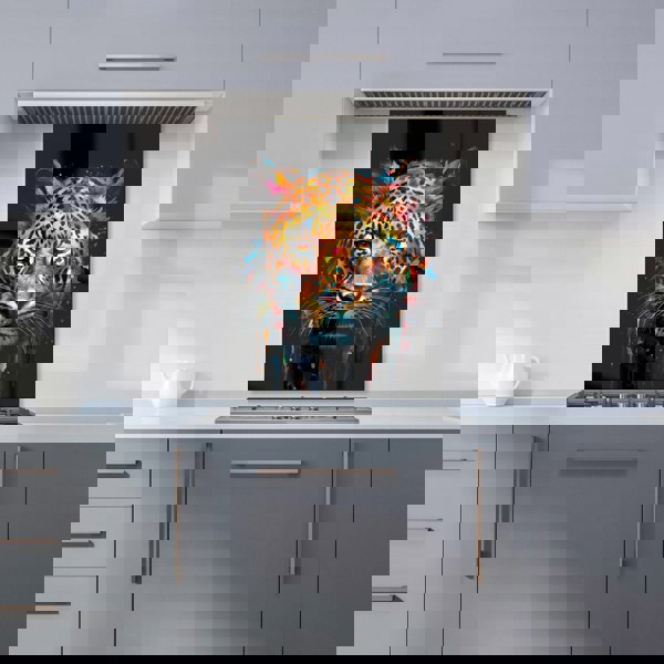 Warren Reed - Designer Splashart Leopard Face Kitchen Splashback