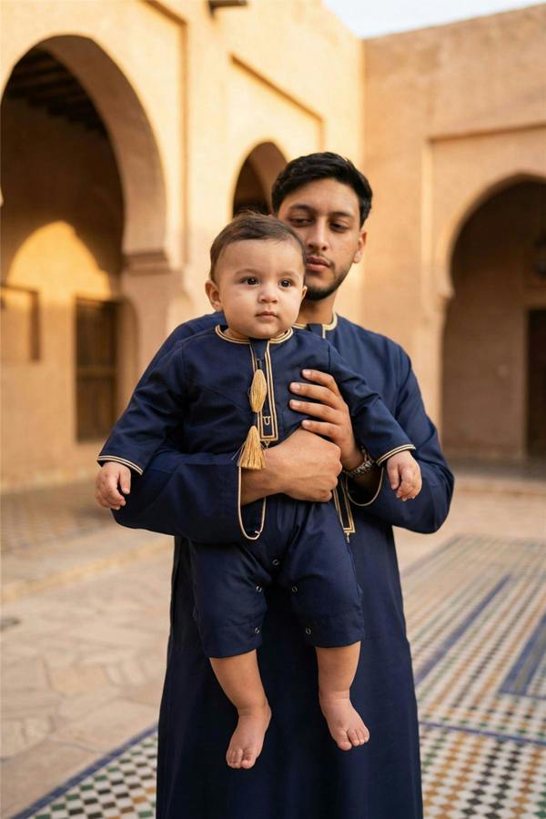 Infinity Leather Baby Boys Ramadan Moroccan Thobe Robe Emirati Eid Jubba- B-TT003