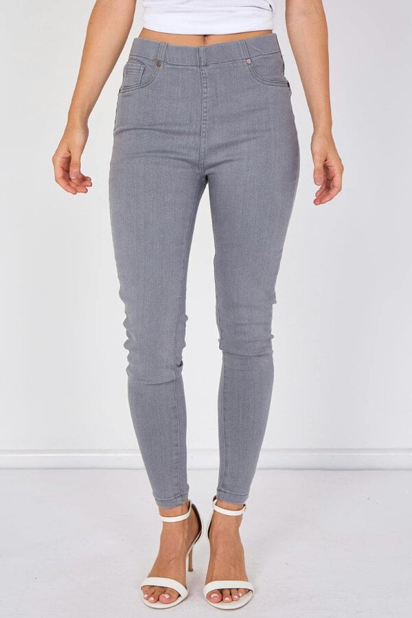 Elaina Fashion Grey Stretch Denim Jeggings