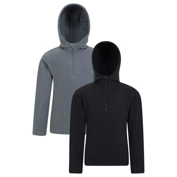 Mountain Warehouse Childrens/Kids Camber Quarter Zip Hoodie (Pack Of 2) - Black