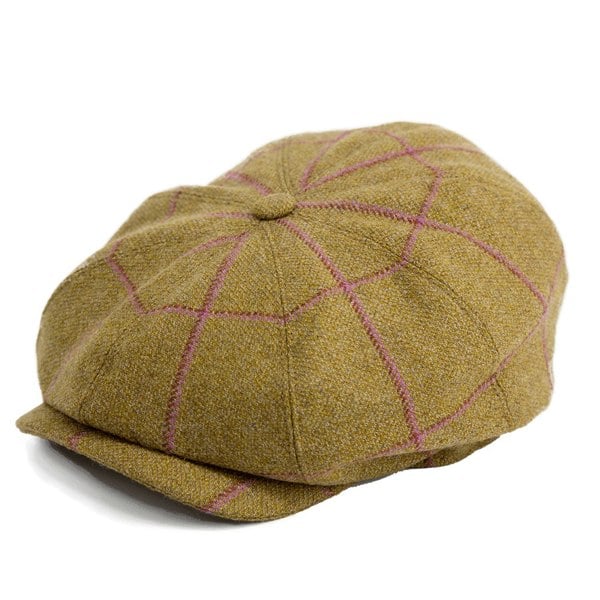 British Tweed 8 Panel Button Top Cap