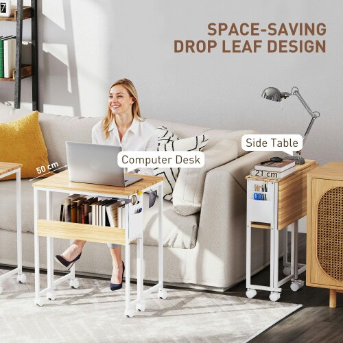 Wyld Haus Noni 63cm Wooden Natural Drop Leaf Writing Desk