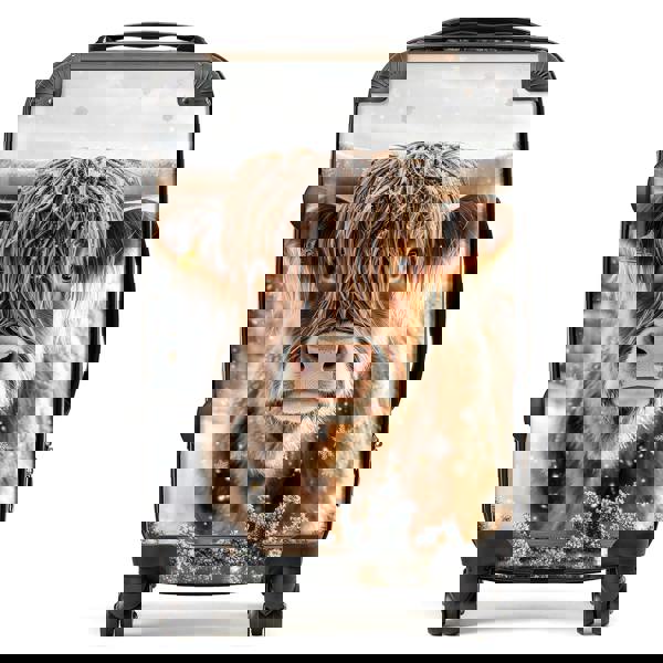 Warren Reed Wintery Highland Cow Suitcase