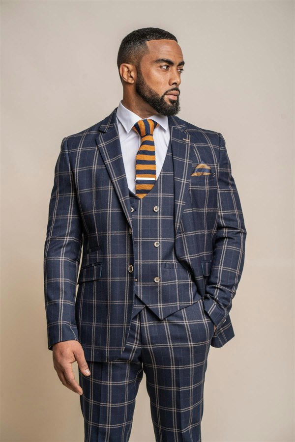 Hardy navy check blazer front