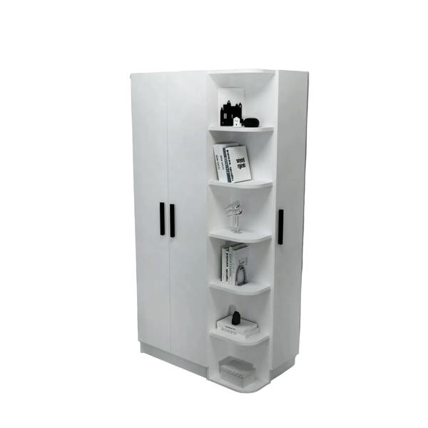 White cabinet with shelves on a white background