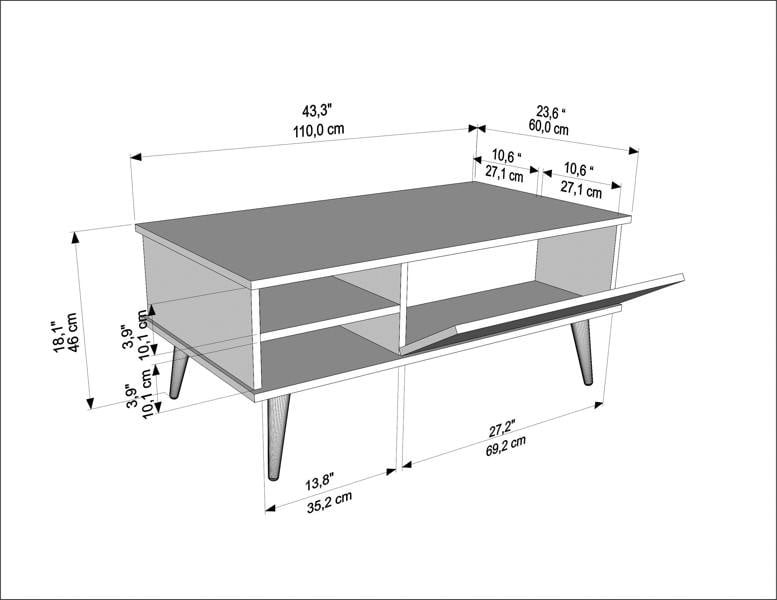 Decorotika Como 110 cm Modern Coffee Table