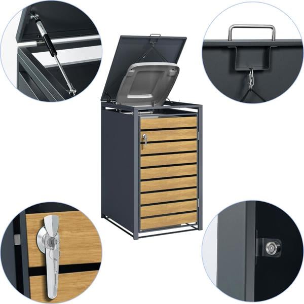 Phoenix Safe Phoenix GB1168AWK Wood Effect Single Wheelie Bin Store / Bin Storage