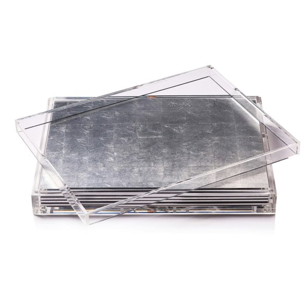 POSH TRADING COMPANY Servebox Clear Silver Leaf - Silver