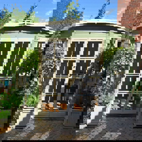 Shire Hampton 8x8 Corner Summerhouse 12mm Interlock Cladding - Best Shed