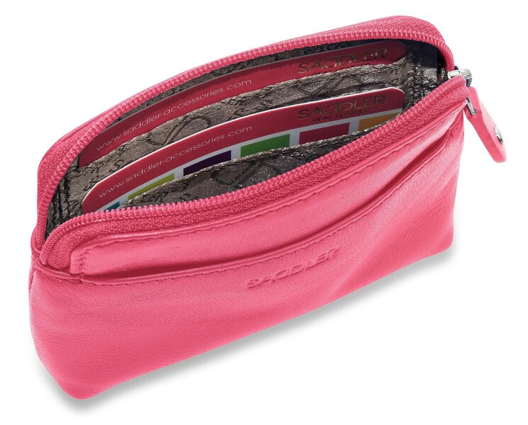 SADDLER Compact Leather Zip-Top Purse "Pia" – Handmade by Saddler | RFID Protected & Gift Boxed | Multi-Functional Card, Coin & Key Holder