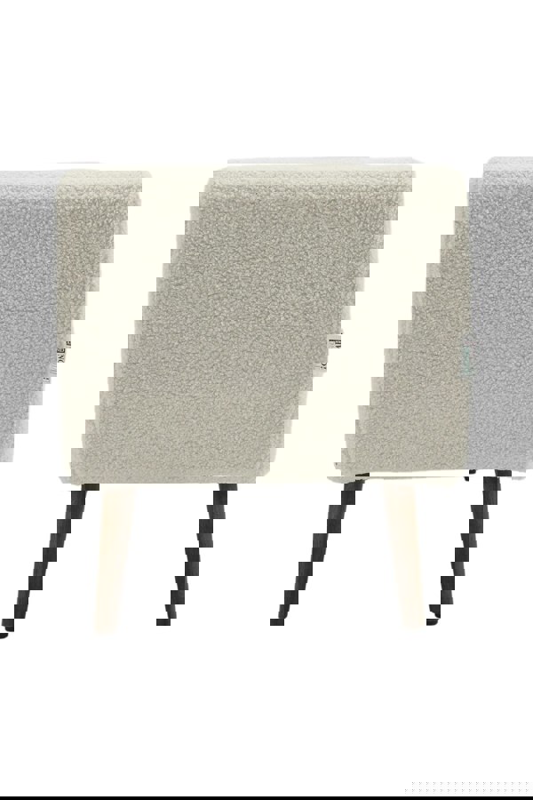 Living and Home Teddy Fur 2-Seat Upholstered Storage Bench with Side Arms and Walnut Colored Legs