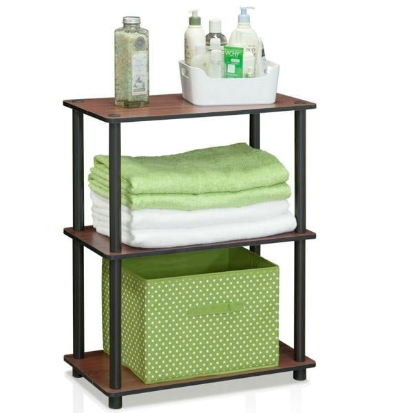 WALPLUS Modern /BK Turn-N-Tube 3-Tier Compact Multipurpose Shelf Display Rack, Dark Cherry for Bedroom - SKU 10024DC