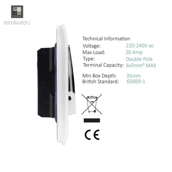 Trendi Switch 1 Gang 20 Amp Heavy Duty Rocker Switch in Ice White