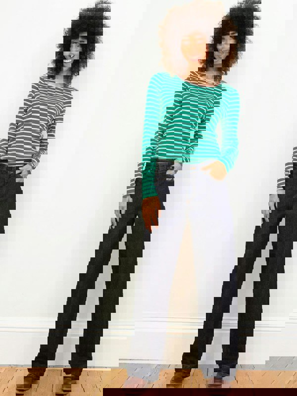 Kite Organic Portesham Jersey Top Emerald Stripe