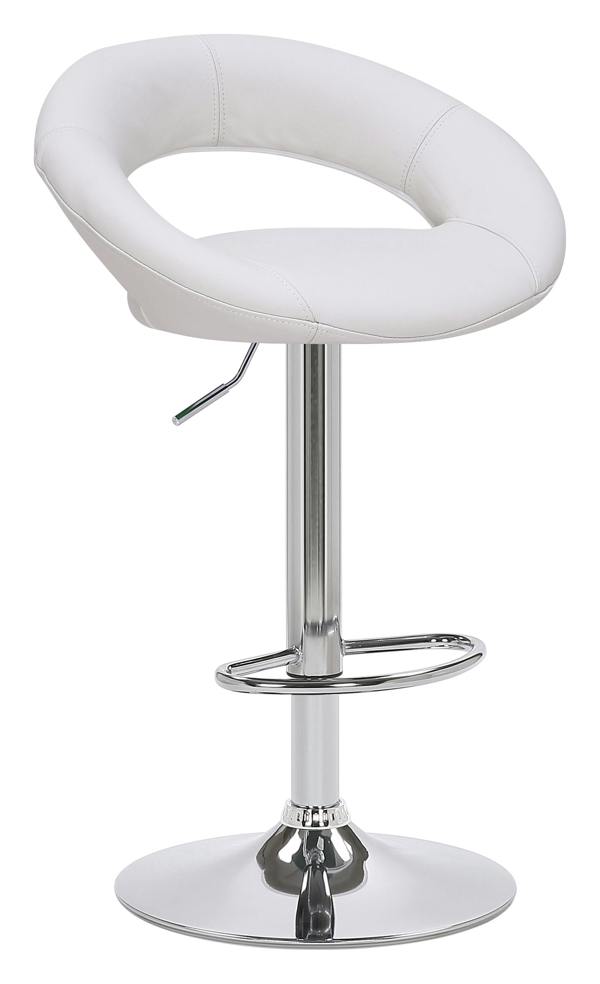 Lamboro Sorrento Real Leather Kitchen and Breakfast Bar Stool, Height Adjustable Swivel Gas Lift, White