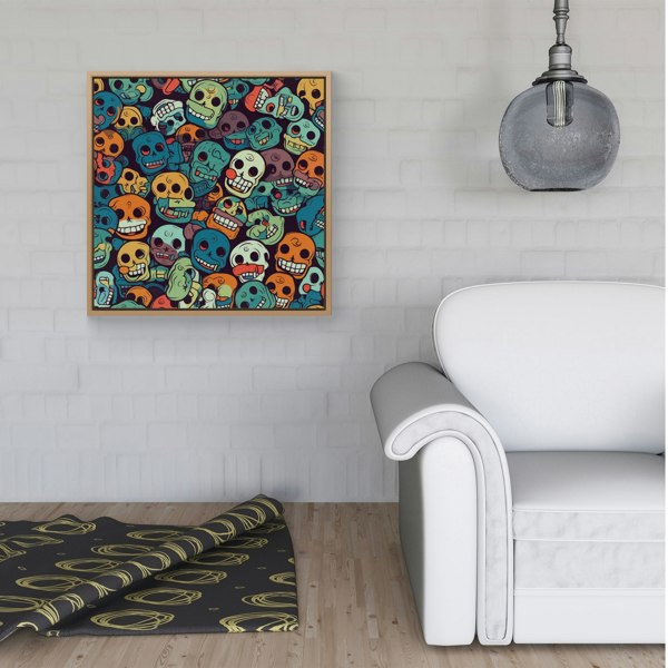 Warren Reed Smiling Skulls Pattern Framed Canvas