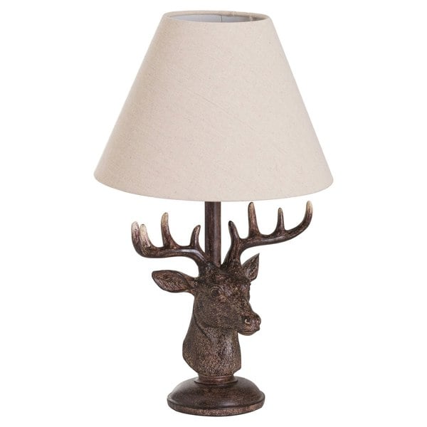 Hill Interiors Stag Table Lamp - Brown/Cream