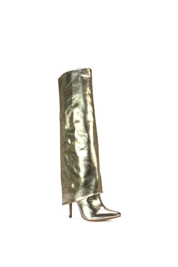 XY LONDON Foldover Knee High Boots With Stiletto Heel